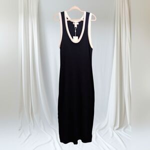 Caroline Constas L Navy And White Knit Sleeveless Dress NWT